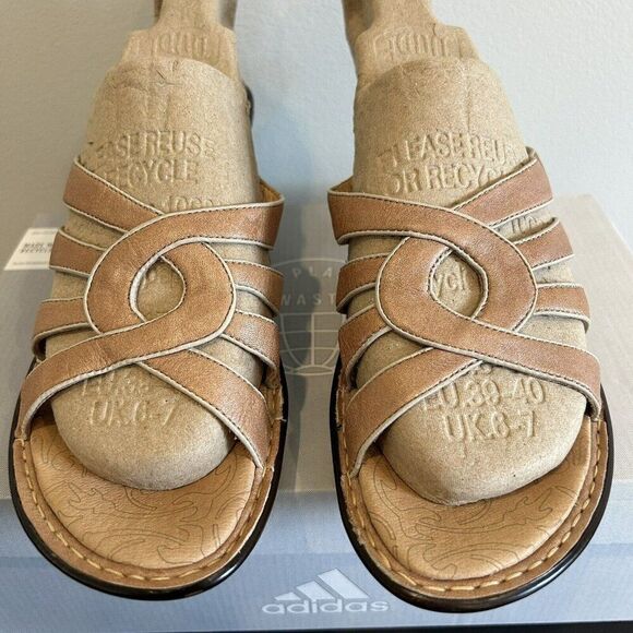 Sofft Women's Sandals Leather Wedge Tan Size Slip On 8M Worn Once Read - Picture 1 of 10